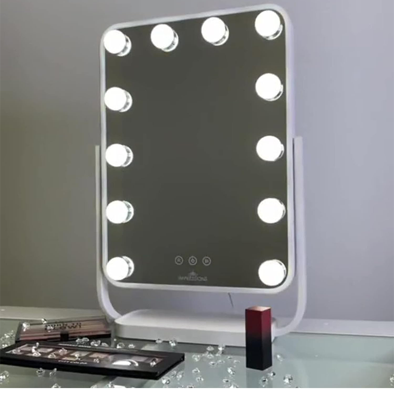 Impressions Vanity Contour Tri-Tone LED Makeup Mirror with Touch Sensor, 360 Degree Swivel Mirror with Adjustable Brightness and 7X Detachable Magnifying Glass