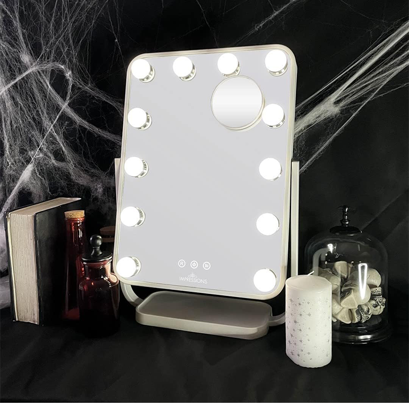 Impressions Vanity Contour Tri-Tone LED Makeup Mirror with Touch Sensor, 360 Degree Swivel Mirror with Adjustable Brightness and 7X Detachable Magnifying Glass