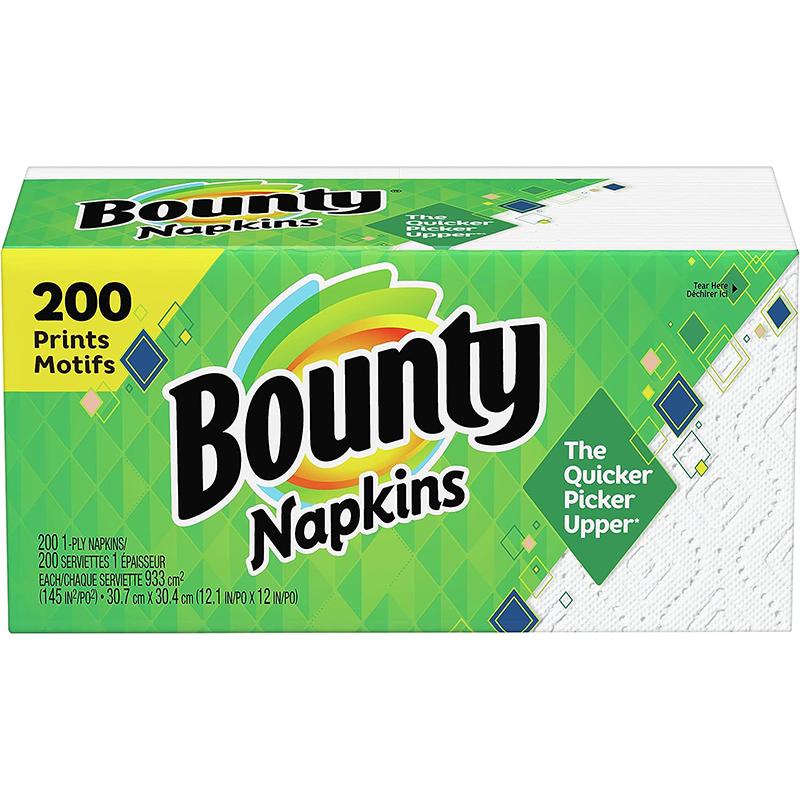 Bounty Paper Napkins, White, 1 Pack, 200 Sheets per Pack