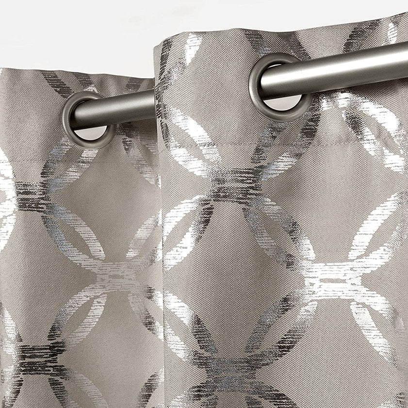 Exclusive Home Curtains - Modo Metallic Geometric Window Curtain 2 Panel