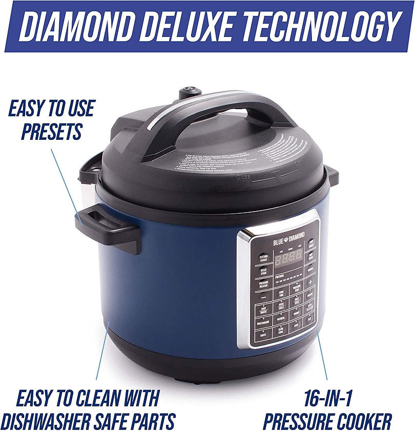 Blue Diamond Ceramic Nonstick, 16-in-1 6QT Electric Pressure Cooker