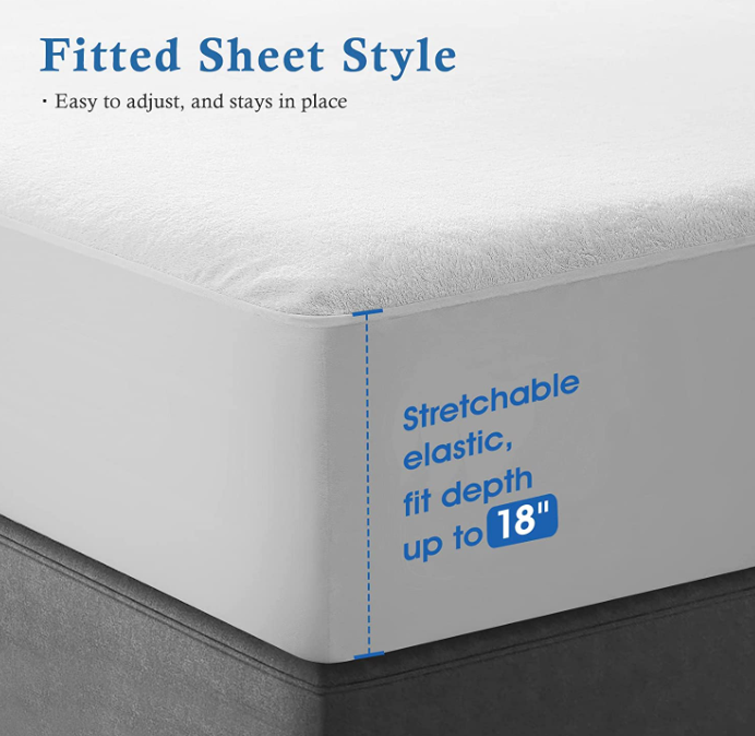 TASTELIFE 100% Waterproof Mattress Protector Cotton Terry Top Mattress