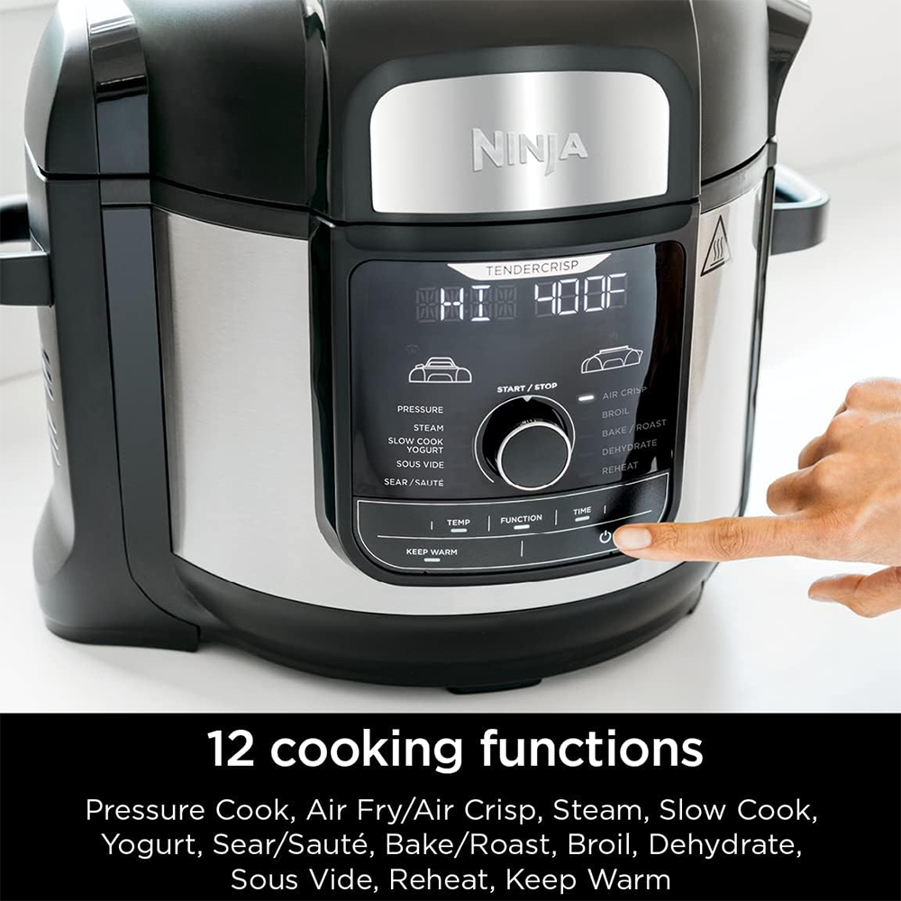 Ninja FD401 Foodi 12-in-1 Deluxe XL 8 qt. Pressure Cooker & Air Fryer that Steams, Slow Cooks, Sears, Sautés, Dehydrates & More, with 5 qt. Crisper Basket, Deluxe Reversible Rack & Recipe Book