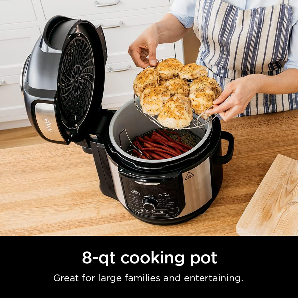 Ninja FD401 Foodi 12-in-1 Deluxe XL 8 qt. Pressure Cooker & Air Fryer that Steams, Slow Cooks, Sears, Sautés, Dehydrates & More, with 5 qt. Crisper Basket, Deluxe Reversible Rack & Recipe Book