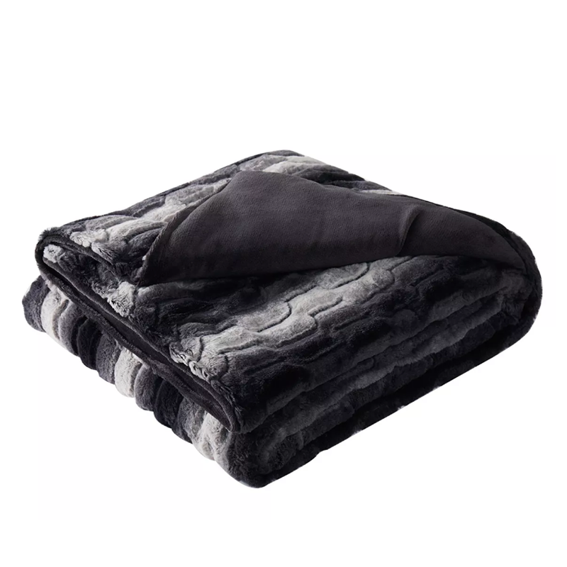 Christian Siriano NY® 60" x 70" Black Ombre Luxury Faux Fur Filled Throw with Gift Box