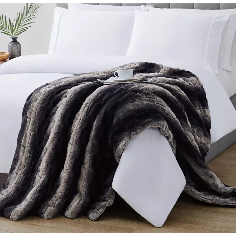 Christian Siriano NY® 60" x 70" Black Ombre Luxury Faux Fur Filled Throw with Gift Box