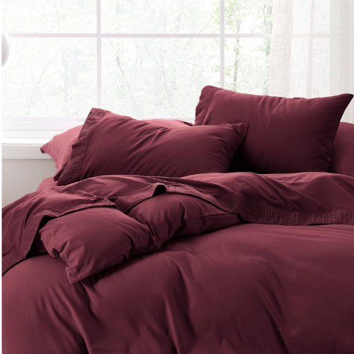 Bedsure Size Sheets - Soft Sheets for Size Bed, 4 Pieces Hotel Luxury Burgundy Sheets, Easy Care Polyester Microfiber Cooling Bed Sheet Set