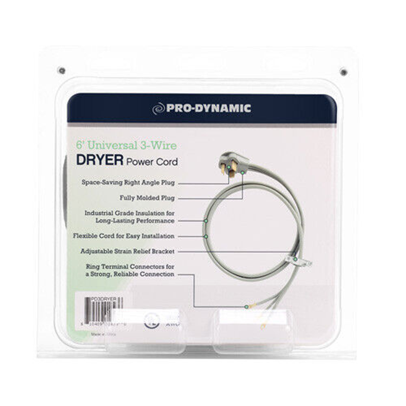 Pro-Dynamic 6 Ft. Universal 3-Wire Dryer Power Cord