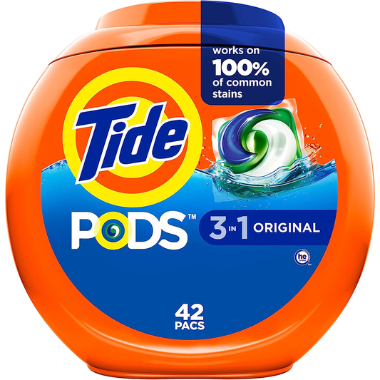 Tide PODS Liquid Laundry Detergent Soap Pacs, HE Compatible, 42 Count, Powerful 3-in-1 Clean in one Step, Original Scent