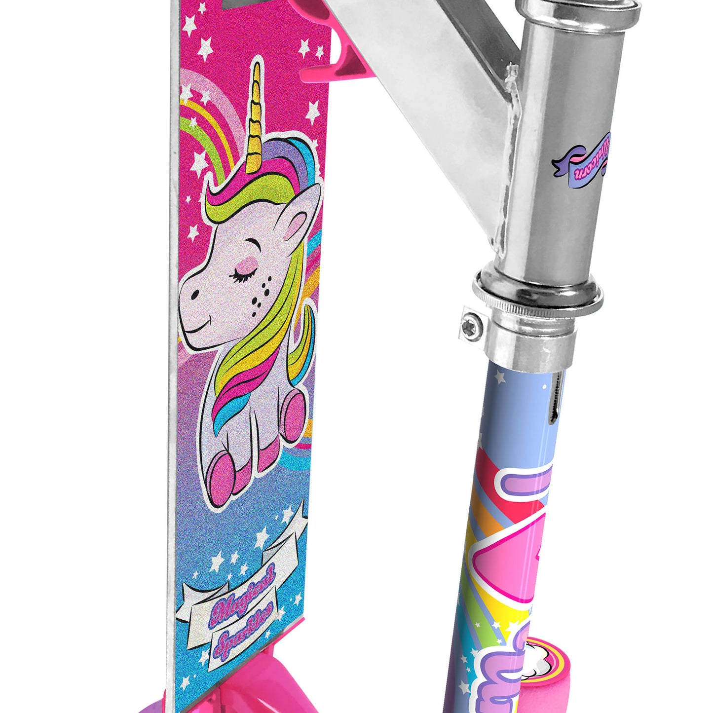 Unicorn Magical Sparkles Foldable Kick Scooter with Light-up Wheels, Ages 5 and up