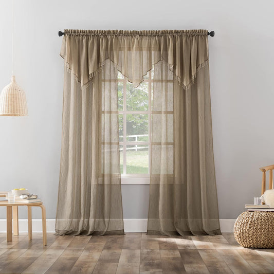 Erica Crushed Sheer Voile Rod Pocket Curtain Panel, 51" x 84", Taupe