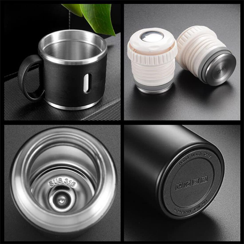 Giftana Vacuum Flask Set with 3 Stainless Steel Cups Combo