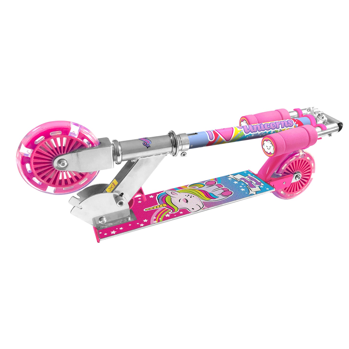 Unicorn Magical Sparkles Foldable Kick Scooter with Light-up Wheels, Ages 5 and up